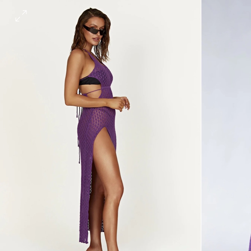 Meshki Purple Crochet Maxi Dress
